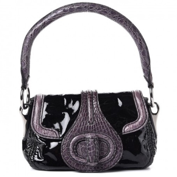 Prada Black and Purple Shoulder Bag with Glossy Finish - Picture 1 of 7